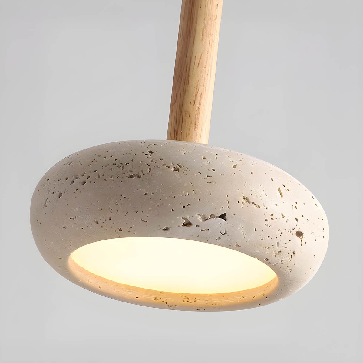 Wabi Sabi Hanging Pendant Lamp Natural Travertine Stone Light | Minimalist Organic Ceiling Lighting | LED Included