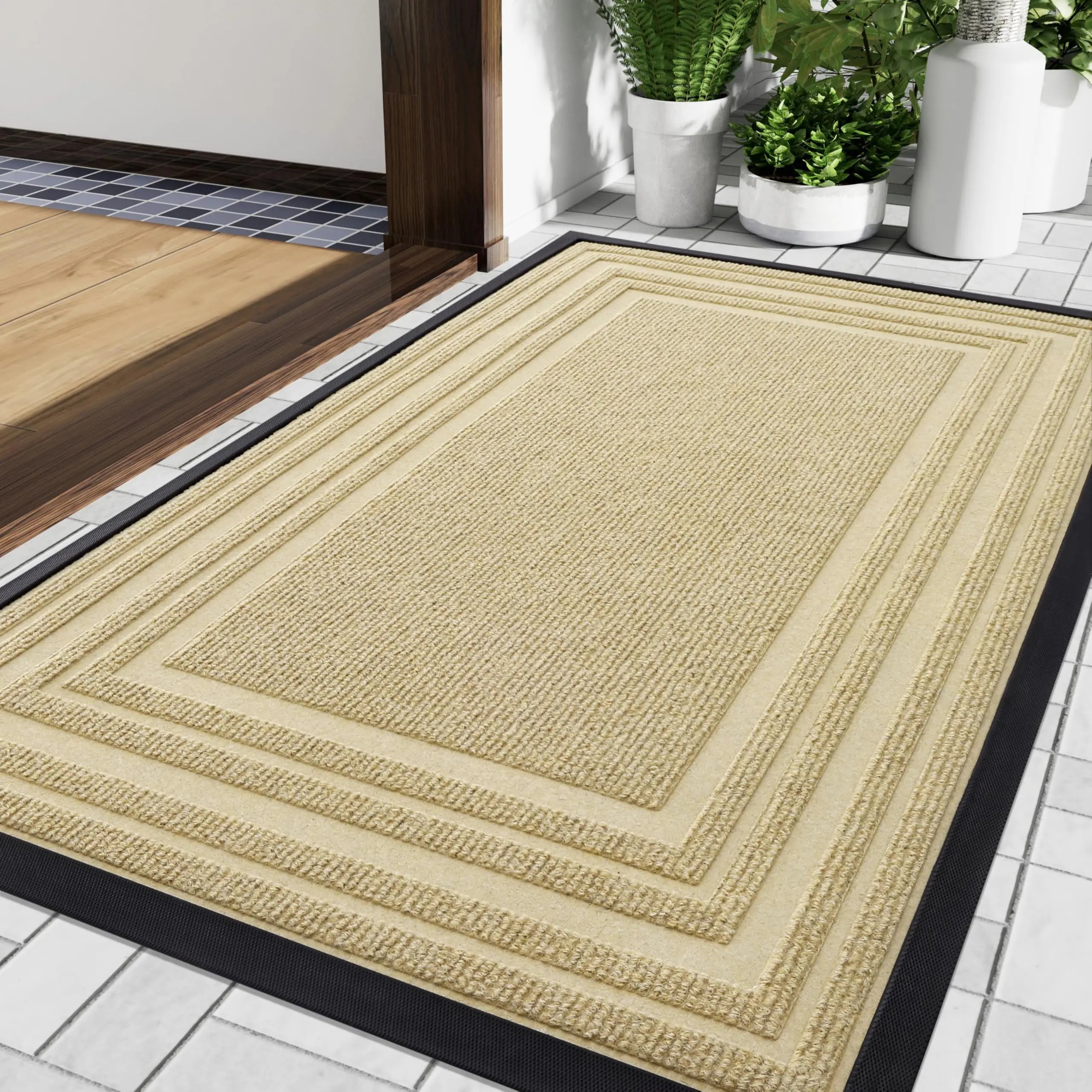 Aurelius Low Profile Door Mat | Non-Slip Natural Rubber Entrance Mat | Heavy-Duty Indoor & Outdoor Doormat