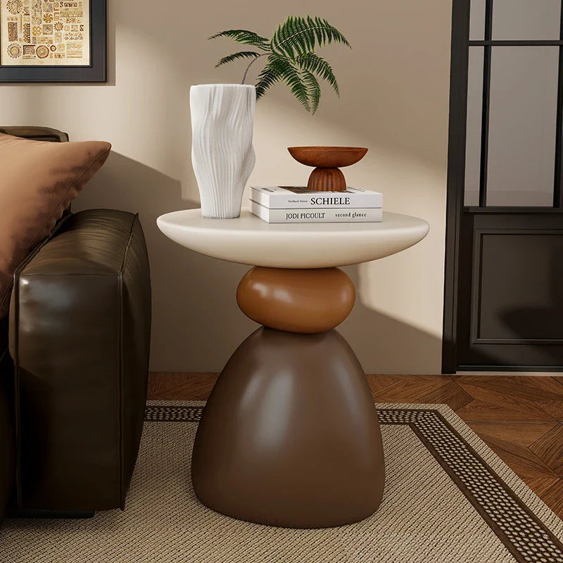 Caldero Luxe Stone Sculptural Side Table | Modern Resin Accent Table | Nordic Light Luxury Decorative Coffee Table