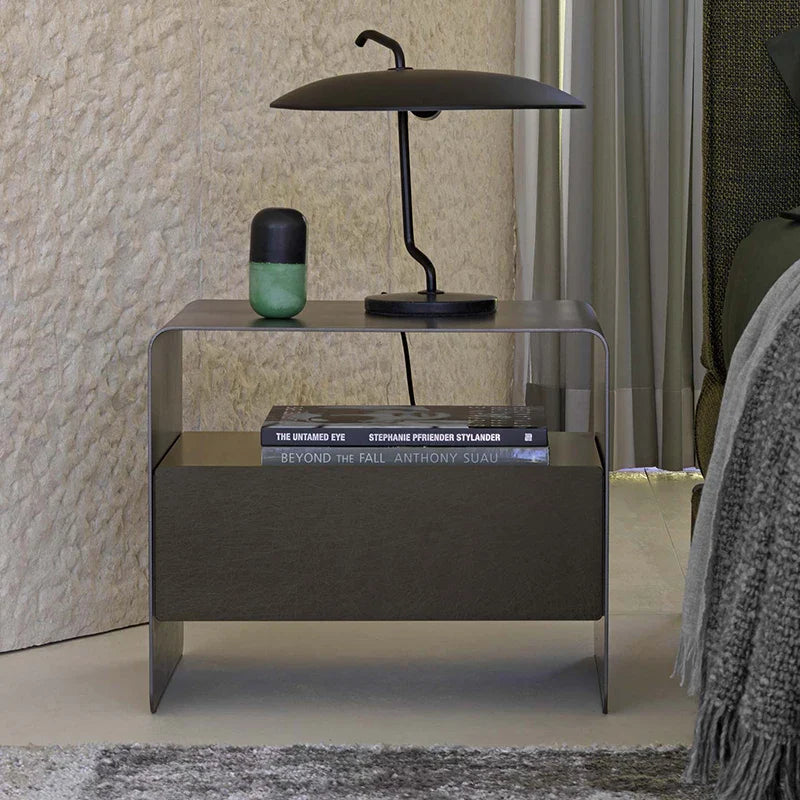 Rovesso Metal Industrial Nightstand with Drawer | Vintage Iron Bedside Table | Modern Loft Style Side Table