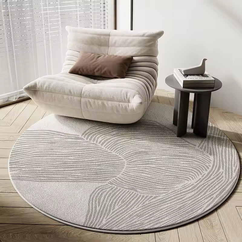 Alveris Wabi Sabi Round Rug | Soft Imitation Cashmere Carpet | Minimalist Living Room, Bedroom & Office Chair Mat