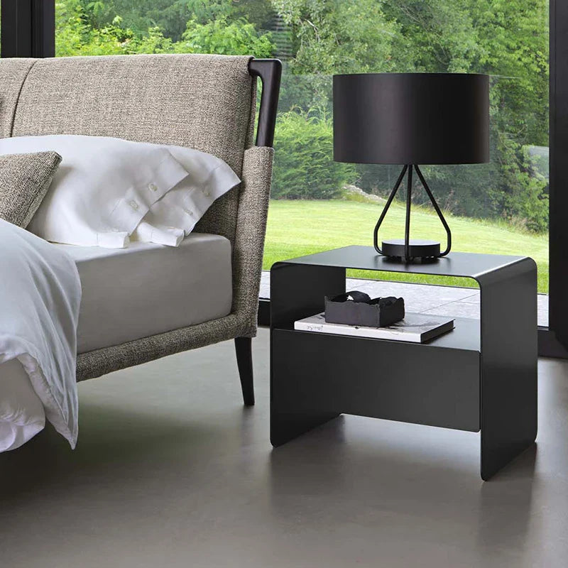 Rovesso Metal Industrial Nightstand with Drawer | Vintage Iron Bedside Table | Modern Loft Style Side Table