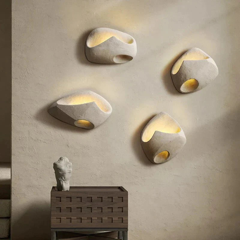 Art Deco Cement Style Wall Lamp for Interior Spaces | Sculptural Design | G4 LED Light | Resin Build | Modern Industrial Lighting