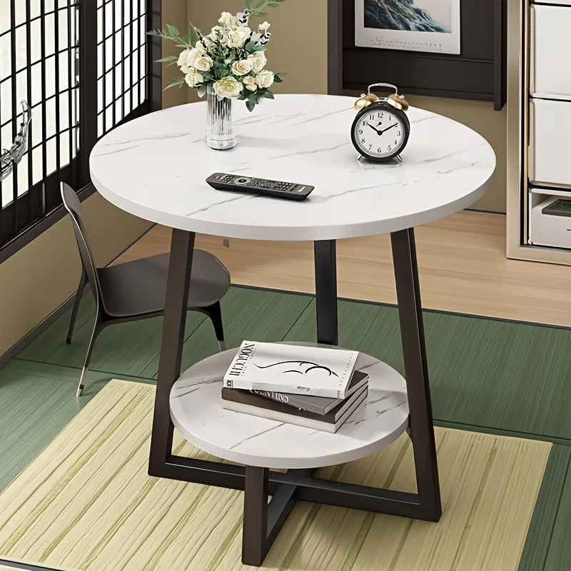 Aralynae Modern Two-Tier Side Table | Space-Saving Coffee & Nightstand Table with Storage Shelves | Compact Minimalist Side Table for Living Room, Bedroom & Balcony