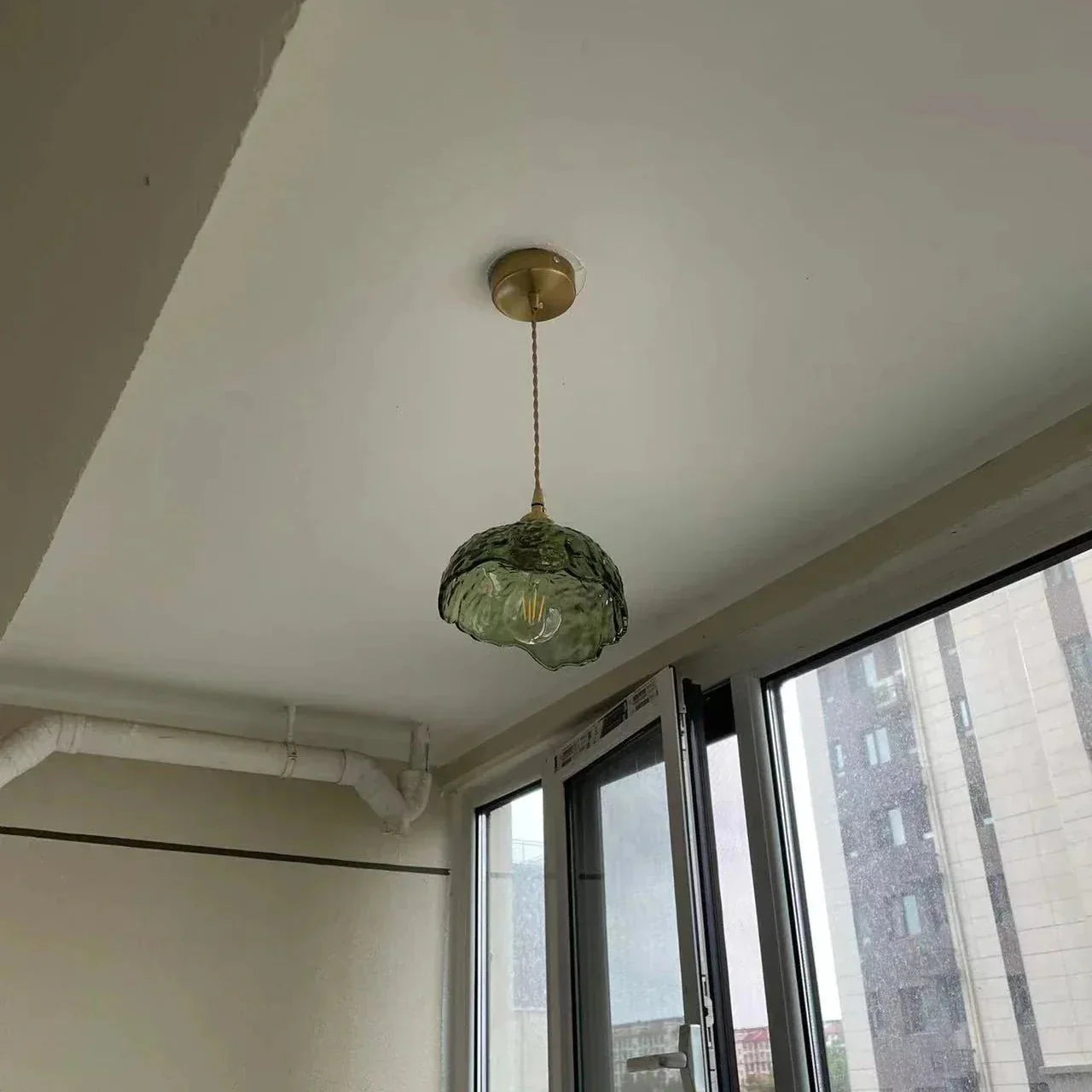 Irregular Glass Pendant Lamp | Brass & Glass Design | E27 Socket | Modern Decorative Hanging Light | Indoor Ceiling Lighting