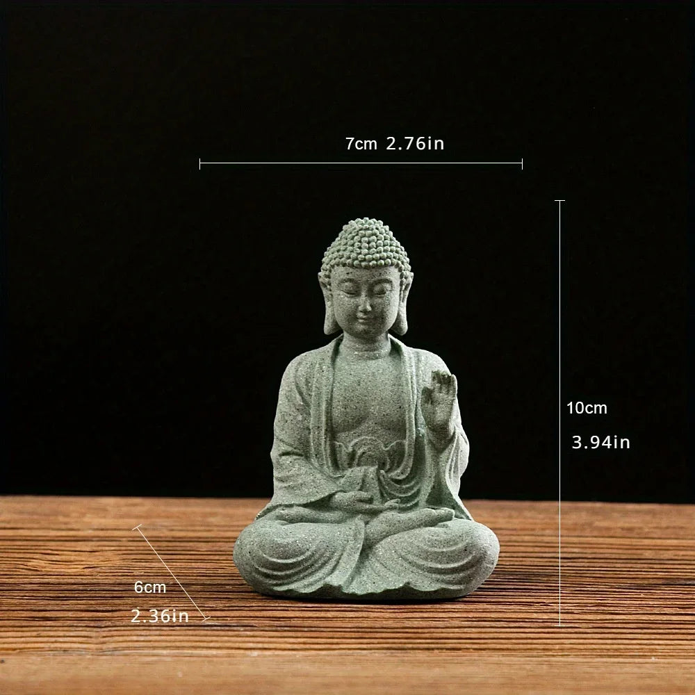 Brunno Figure | Zen Buddha made of green sandstone for table & aquarium