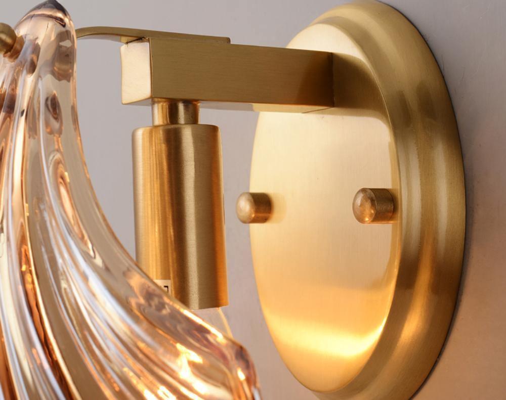 Coastal Shell Wall Light for Bedroom & Living Room | Brass Glass Nautical Wall Lamp | E14 LED or Edison Bulb | 20cm