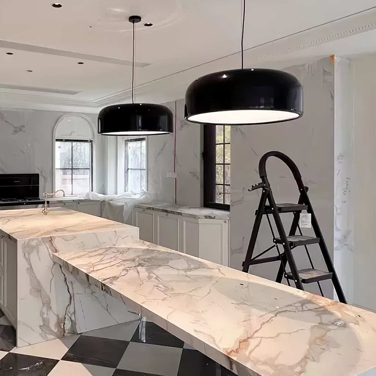Modern Pendant Lamp for Dining Room & Kitchen | Smithfield Aluminum LED Light | E26/E27 Socket | 48cm Large Ceiling Light