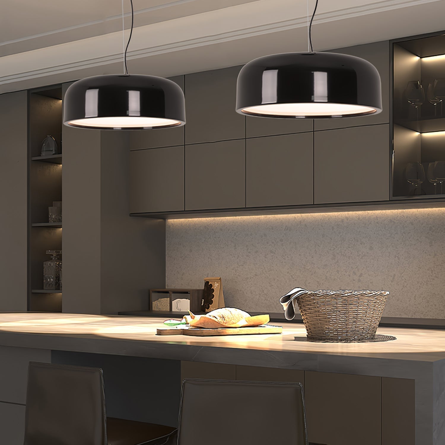 Modern Pendant Lamp for Dining Room & Kitchen | Smithfield Aluminum LED Light | E26/E27 Socket | 48cm Large Ceiling Light