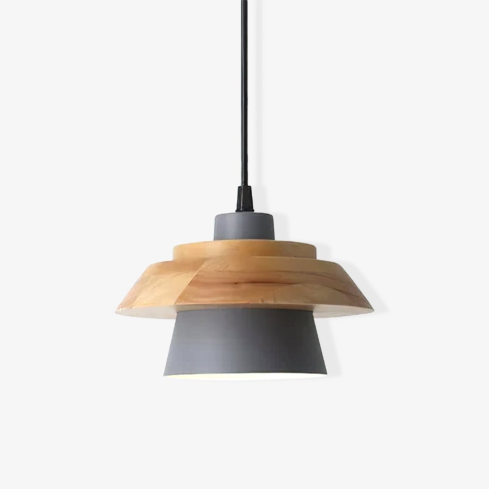 Stone Wood Pendant Lamp Natural Hanging Ceiling Light | E26/E27 Socket | Metal & Wood Design | 150cm Adjustable Cable