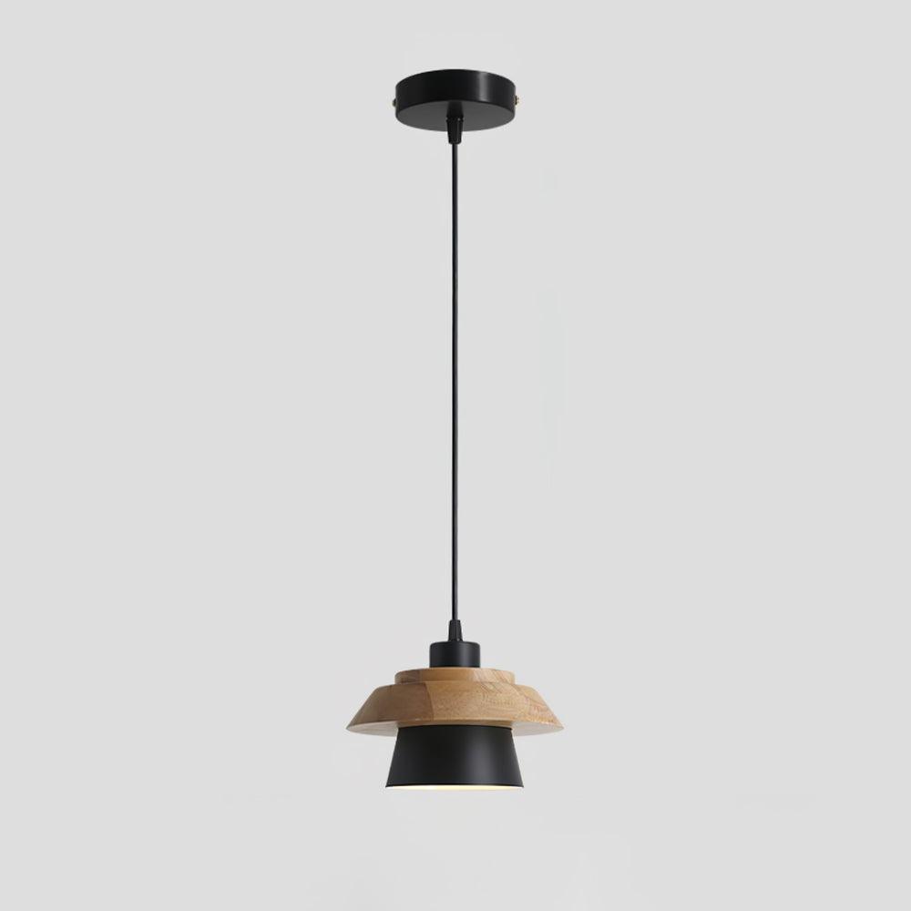 Stone Wood Pendant Lamp Natural Hanging Ceiling Light | E26/E27 Socket | Metal & Wood Design | 150cm Adjustable Cable