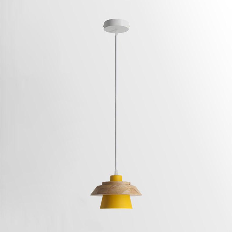 Stone Wood Pendant Lamp Natural Hanging Ceiling Light | E26/E27 Socket | Metal & Wood Design | 150cm Adjustable Cable
