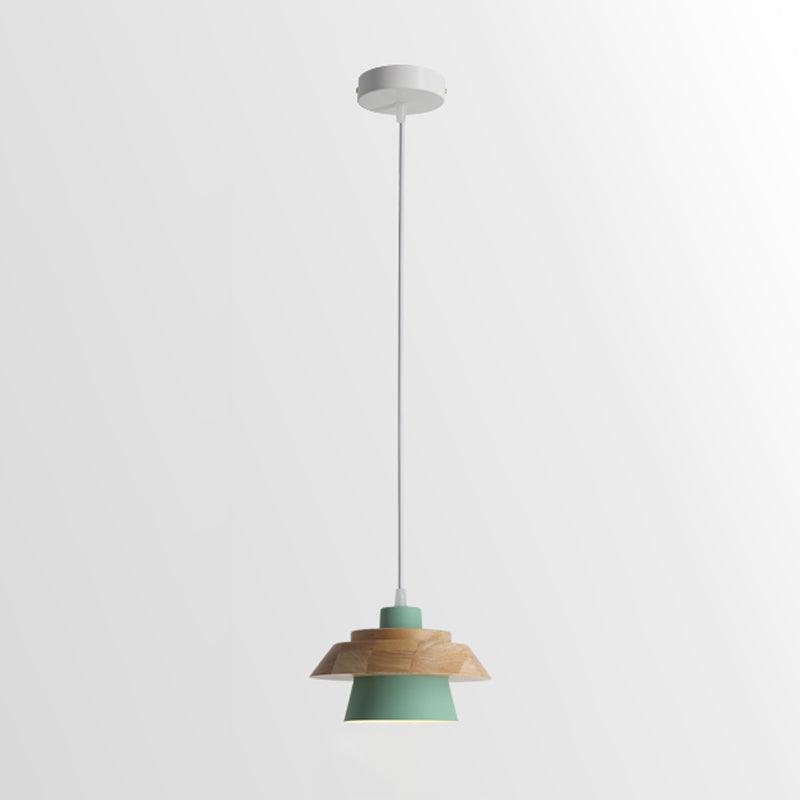 Stone Wood Pendant Lamp Natural Hanging Ceiling Light | E26/E27 Socket | Metal & Wood Design | 150cm Adjustable Cable