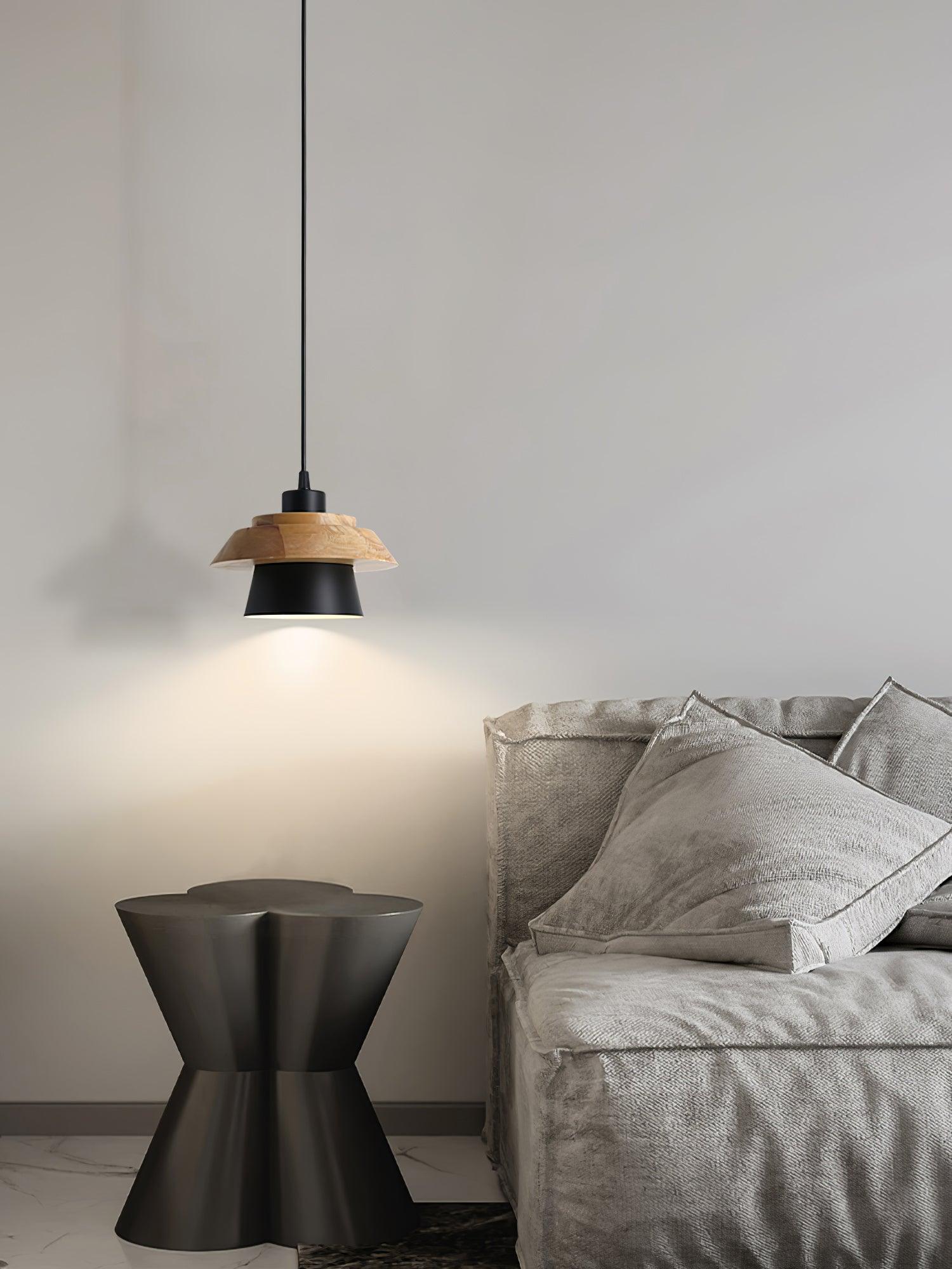 Stone Wood Pendant Lamp Natural Hanging Ceiling Light | E26/E27 Socket | Metal & Wood Design | 150cm Adjustable Cable