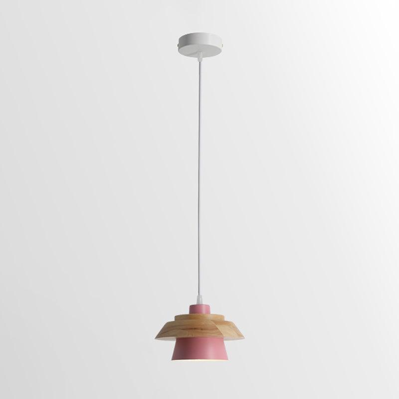 Stone Wood Pendant Lamp Natural Hanging Ceiling Light | E26/E27 Socket | Metal & Wood Design | 150cm Adjustable Cable