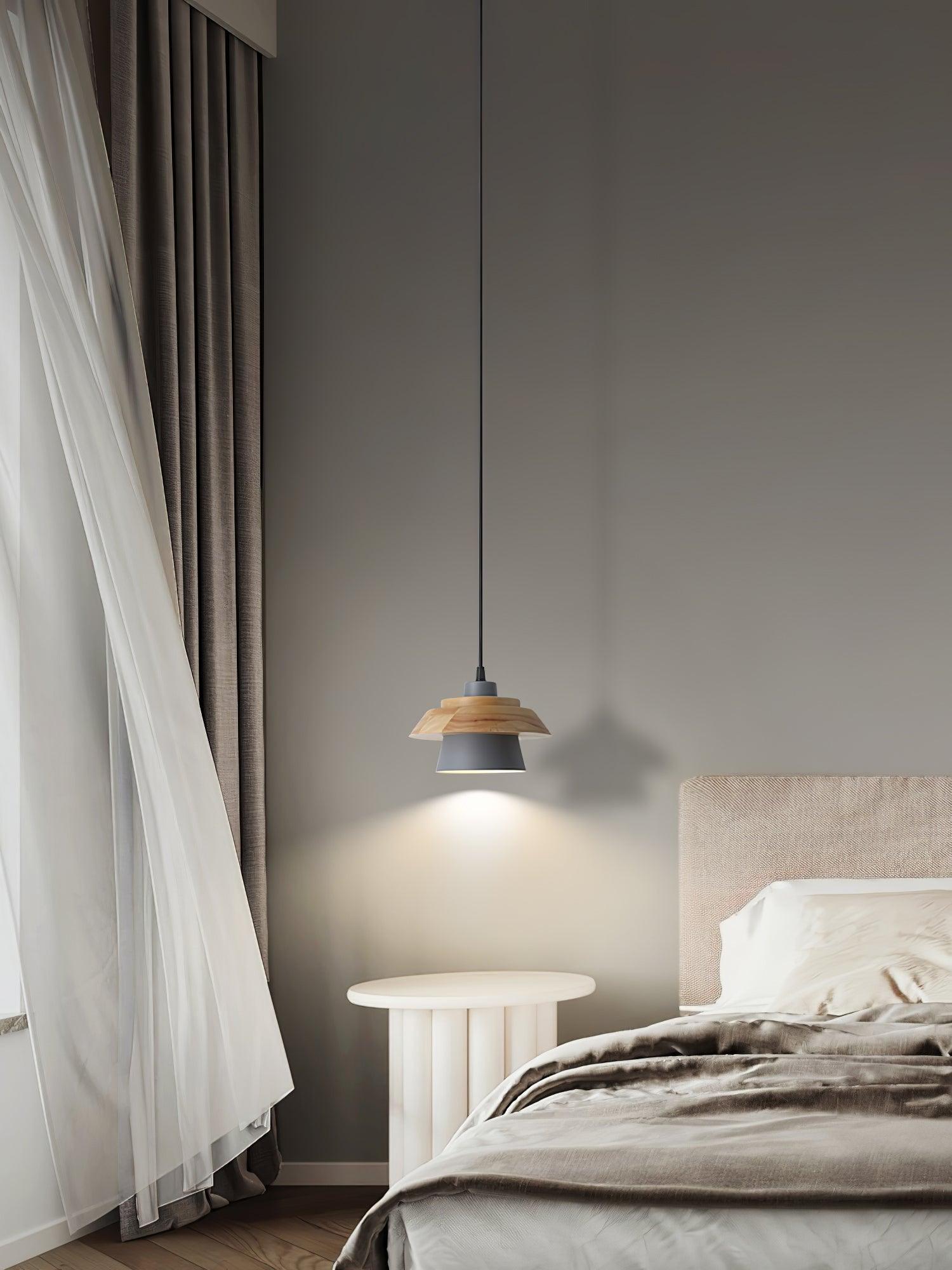 Stone Wood Pendant Lamp Natural Hanging Ceiling Light | E26/E27 Socket | Metal & Wood Design | 150cm Adjustable Cable