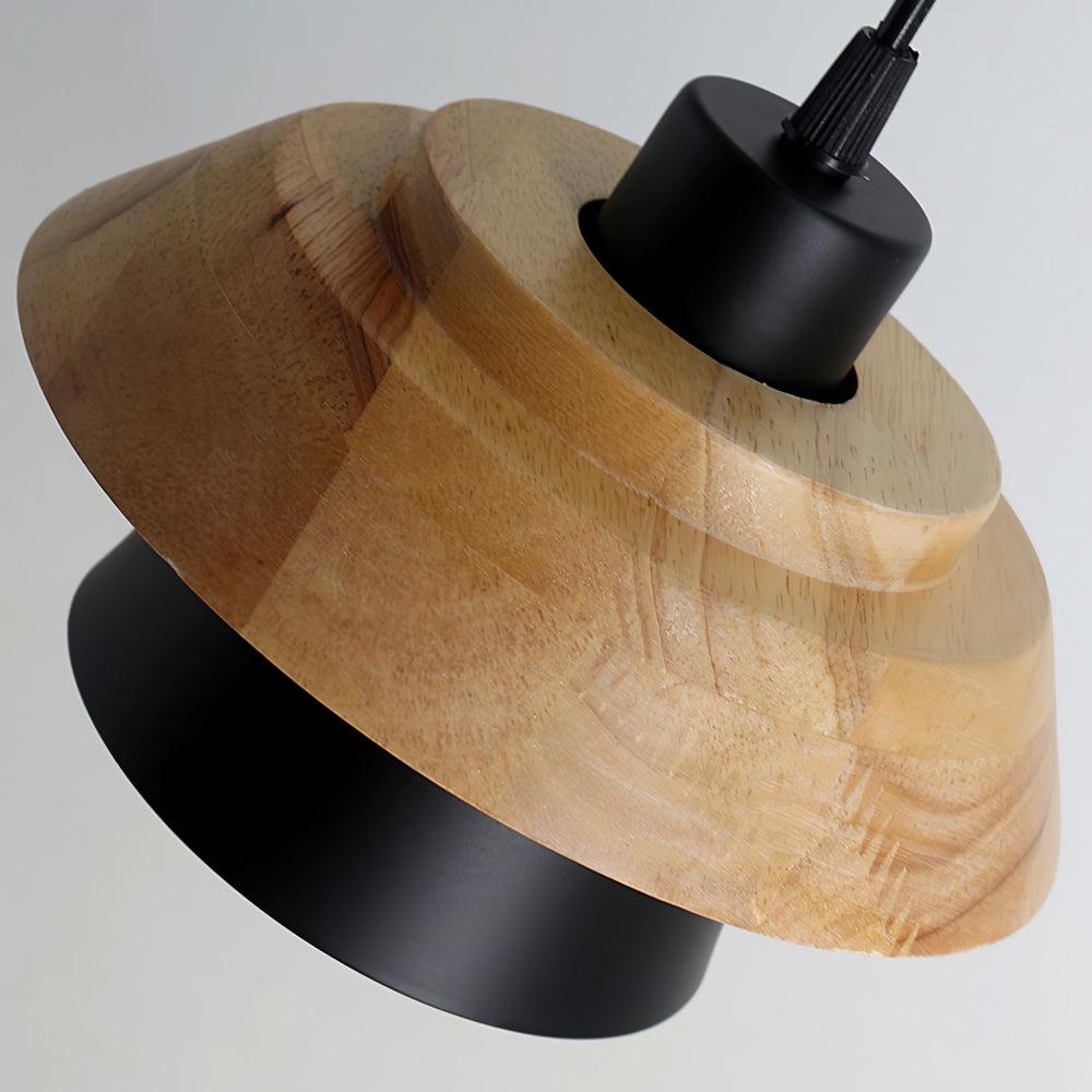 Stone Wood Pendant Lamp Natural Hanging Ceiling Light | E26/E27 Socket | Metal & Wood Design | 150cm Adjustable Cable