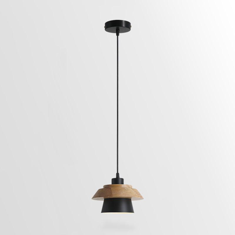 Stone Wood Pendant Lamp Natural Hanging Ceiling Light | E26/E27 Socket | Metal & Wood Design | 150cm Adjustable Cable
