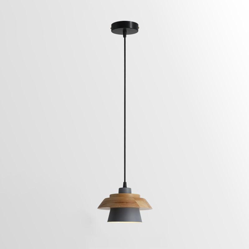 Stone Wood Pendant Lamp Natural Hanging Ceiling Light | E26/E27 Socket | Metal & Wood Design | 150cm Adjustable Cable