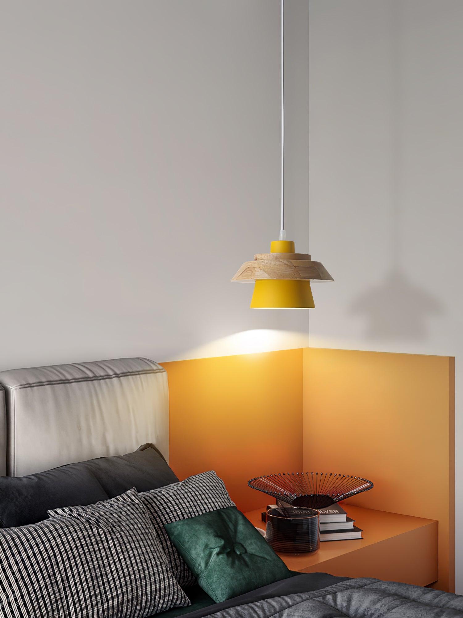 Stone Wood Pendant Lamp Natural Hanging Ceiling Light | E26/E27 Socket | Metal & Wood Design | 150cm Adjustable Cable