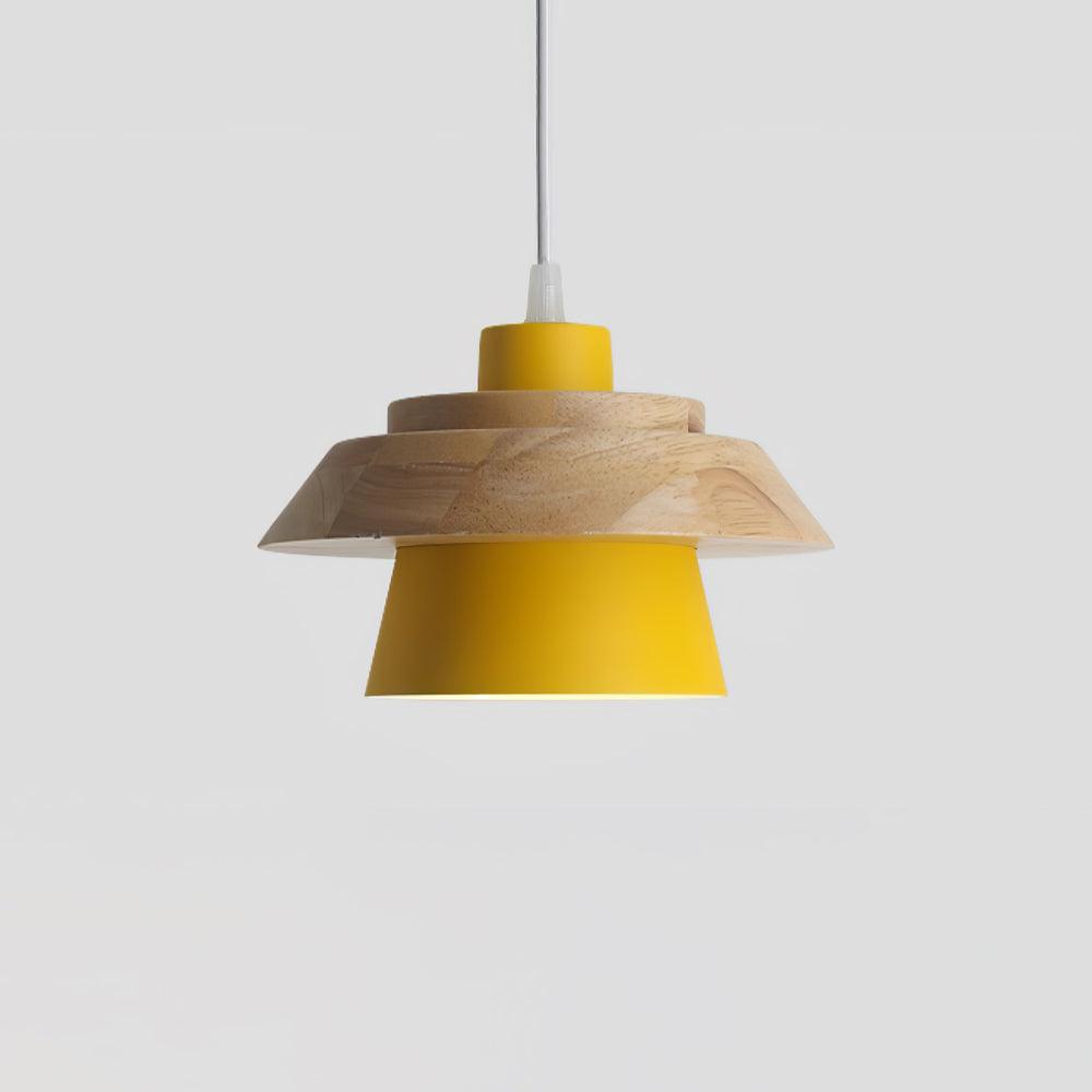 Stone Wood Pendant Lamp Natural Hanging Ceiling Light | E26/E27 Socket | Metal & Wood Design | 150cm Adjustable Cable