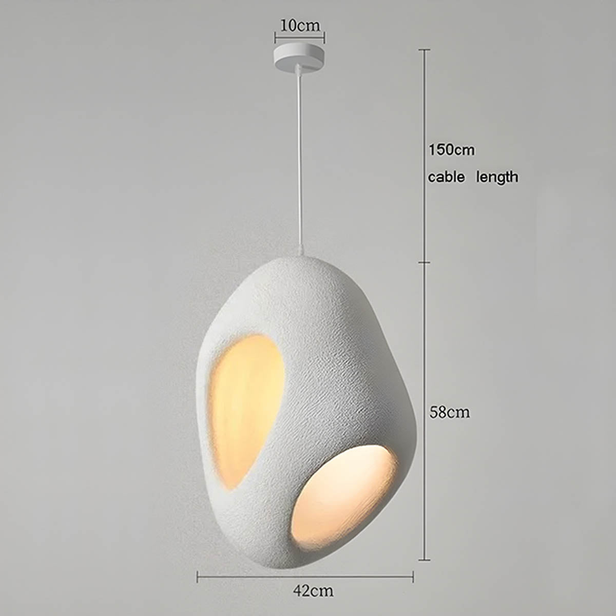 Wabi Sabi Pendant Lamp TAKI Ceiling Light | E27 LED Included | Adjustable 150cm Cord | Minimalist Japandi Hanging Lamp