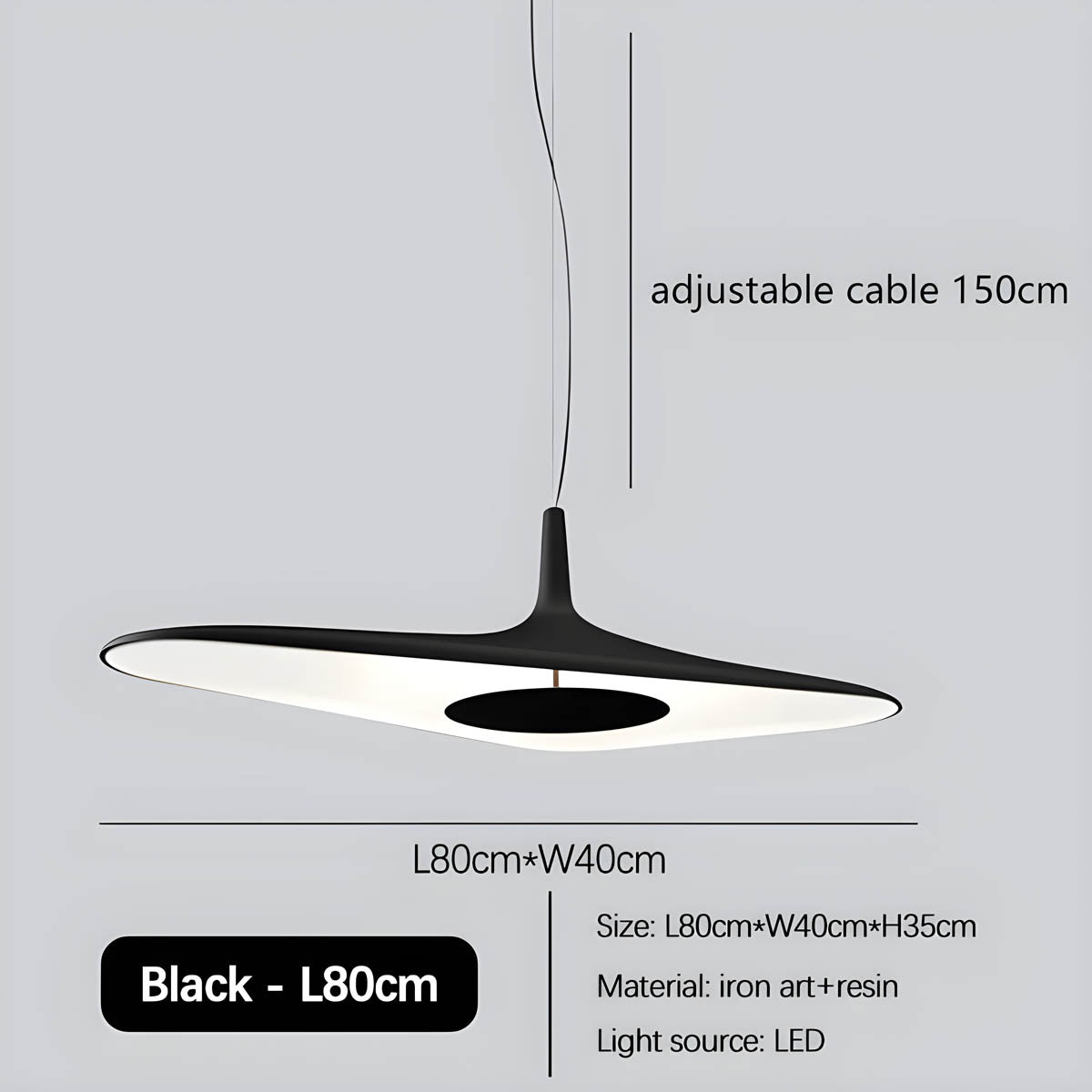 TIPI Pendant Lamp Resin Ceiling Light | Modern Sculptural Design | LED Included | Adjustable 150cm Cord Hanging Light