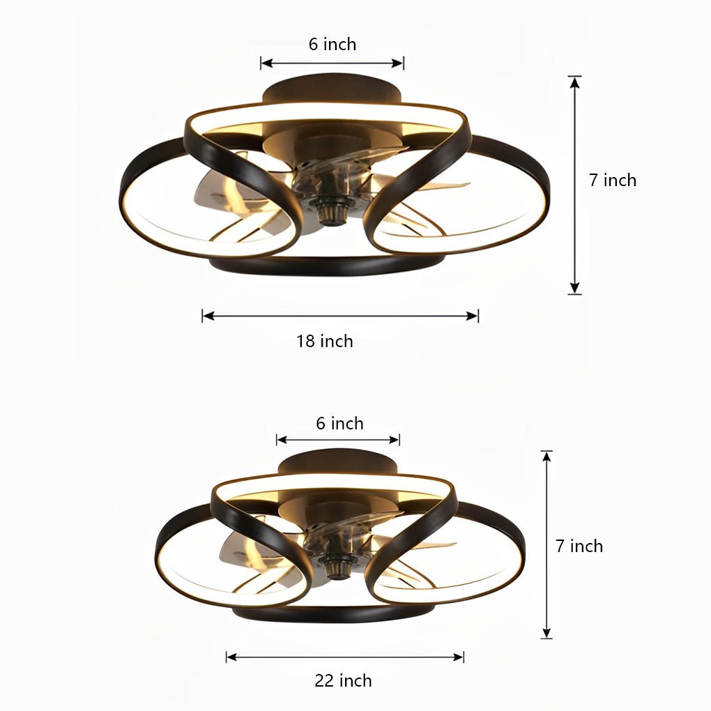Flower LED modern built-in ceiling fan with remote control