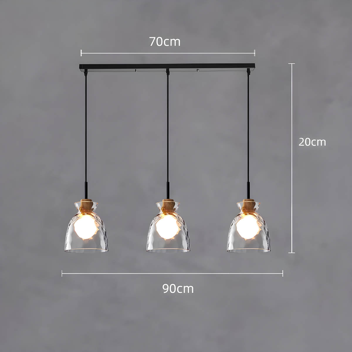 TOKYO Glass Chandelier Pendant Light | Modern LED Ceiling Lamp | E27 Bulb Included | Adjustable Cord | Minimalist Luxury Lighting