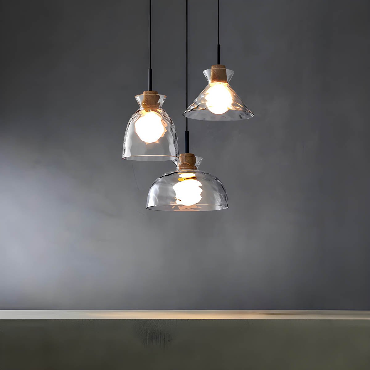 TOKYO Glass Chandelier Pendant Light | Modern LED Ceiling Lamp | E27 Bulb Included | Adjustable Cord | Minimalist Luxury Lighting