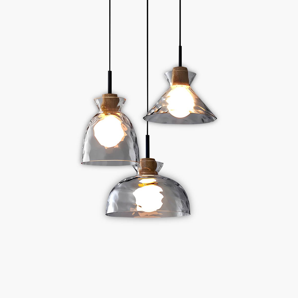 TOKYO Glass Chandelier Pendant Light | Modern LED Ceiling Lamp | E27 Bulb Included | Adjustable Cord | Minimalist Luxury Lighting