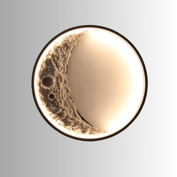 3D Moon Wall Lamp | Crescent LED Night Light | Aluminum & Resin Decorative Wall Light | Bedroom Living Room