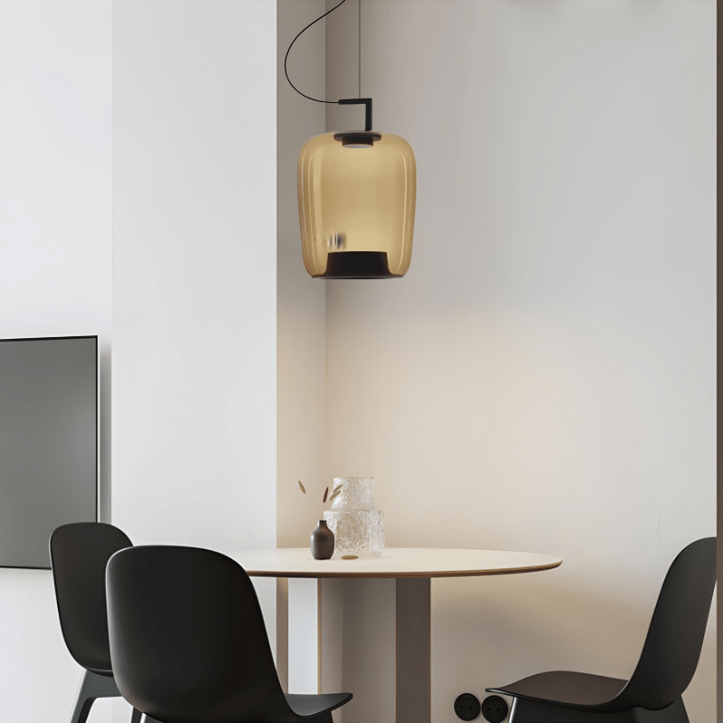 Scandinavian Modern Kitchen Pendant Lamp with Glass Globe | E27 LED Ceiling Light | Iron & Glass Stone | Dining Table Hanging Light