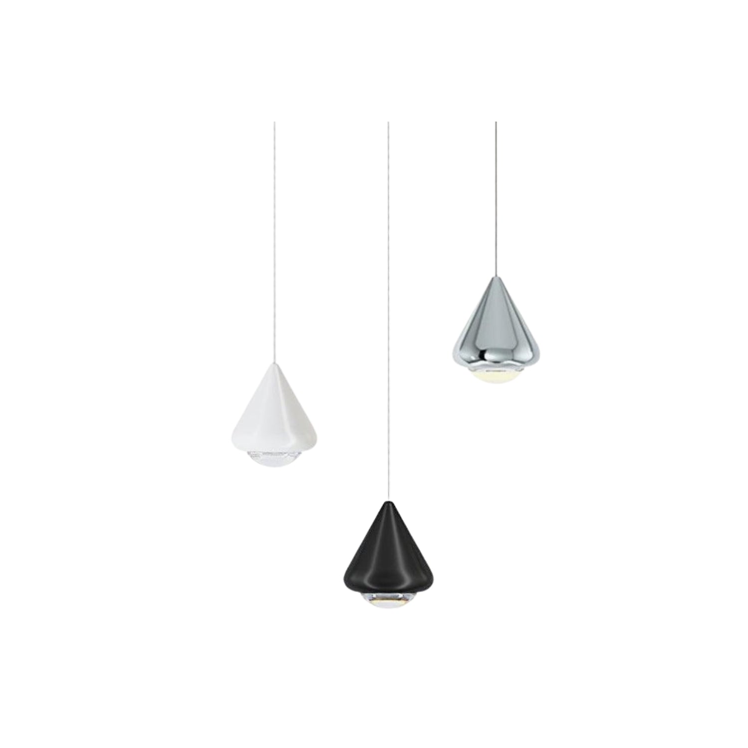 Modern LED Pendant Light for Dining Room & Kitchen Island | Glossy Geometric Designer Ceiling Lamp | Minimalist Hanging Light | Black, White or Chrome Finish