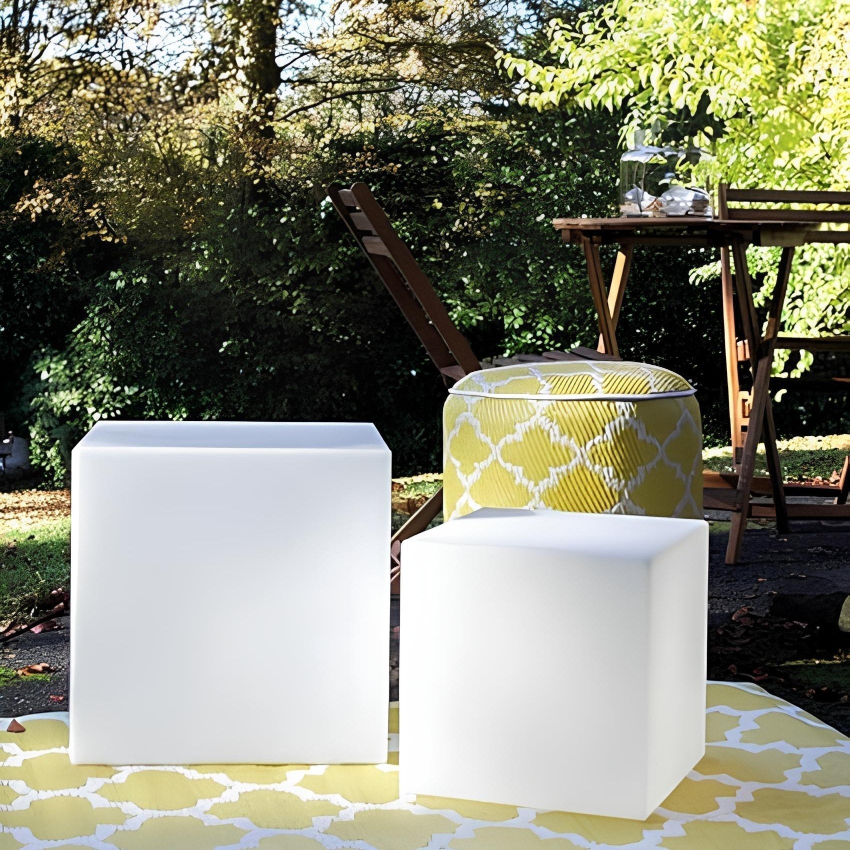 Cubic Garden Light Modern Cube Design | Rechargeable LED | USB & Solar Powered | Indoor & Outdoor Lighting