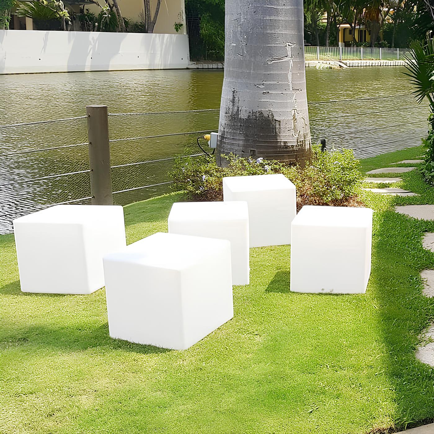 Cubic Garden Light Modern Cube Design | Rechargeable LED | USB & Solar Powered | Indoor & Outdoor Lighting