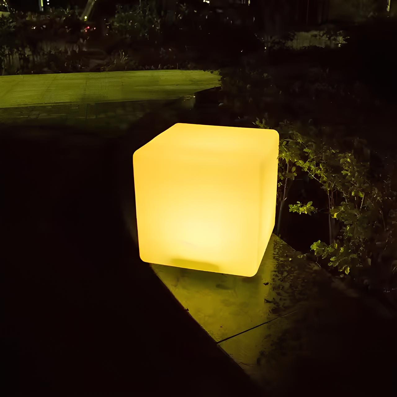 Cubic Garden Light Modern Cube Design | Rechargeable LED | USB & Solar Powered | Indoor & Outdoor Lighting