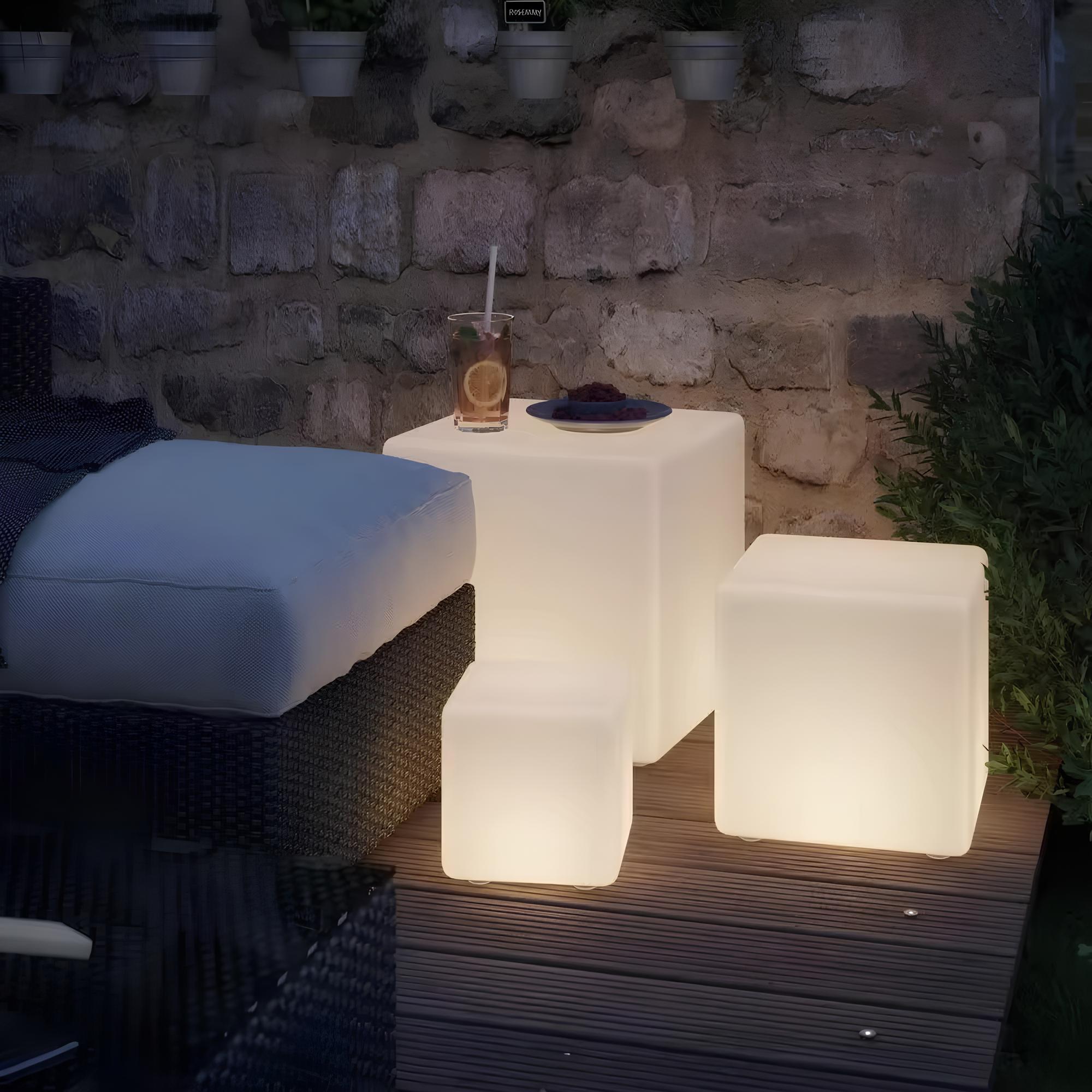 Cubic Garden Light Modern Cube Design | Rechargeable LED | USB & Solar Powered | Indoor & Outdoor Lighting