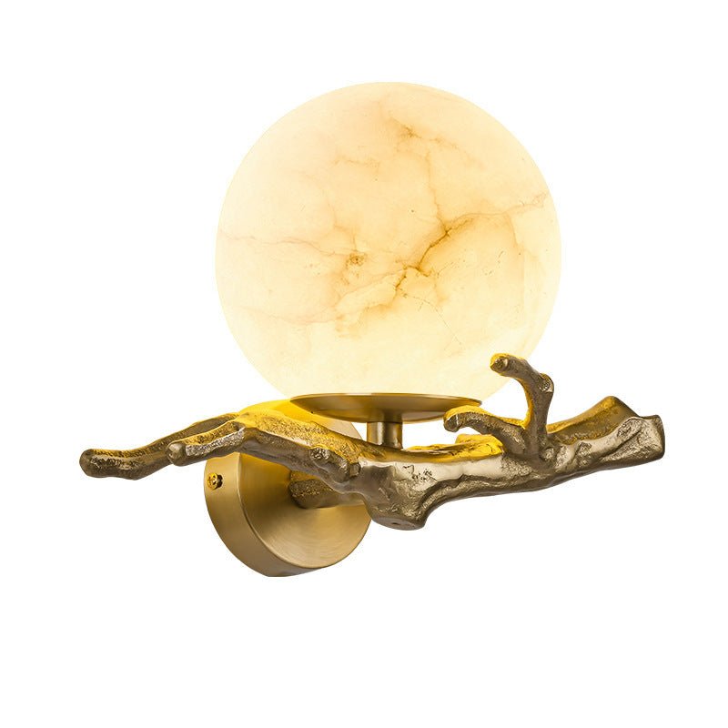 Modern Marble Wall Lamp Scandinavian Design | Copper Stone Wall Light | LED Indoor Lighting | Luxury Minimalist Fixture | 30cm