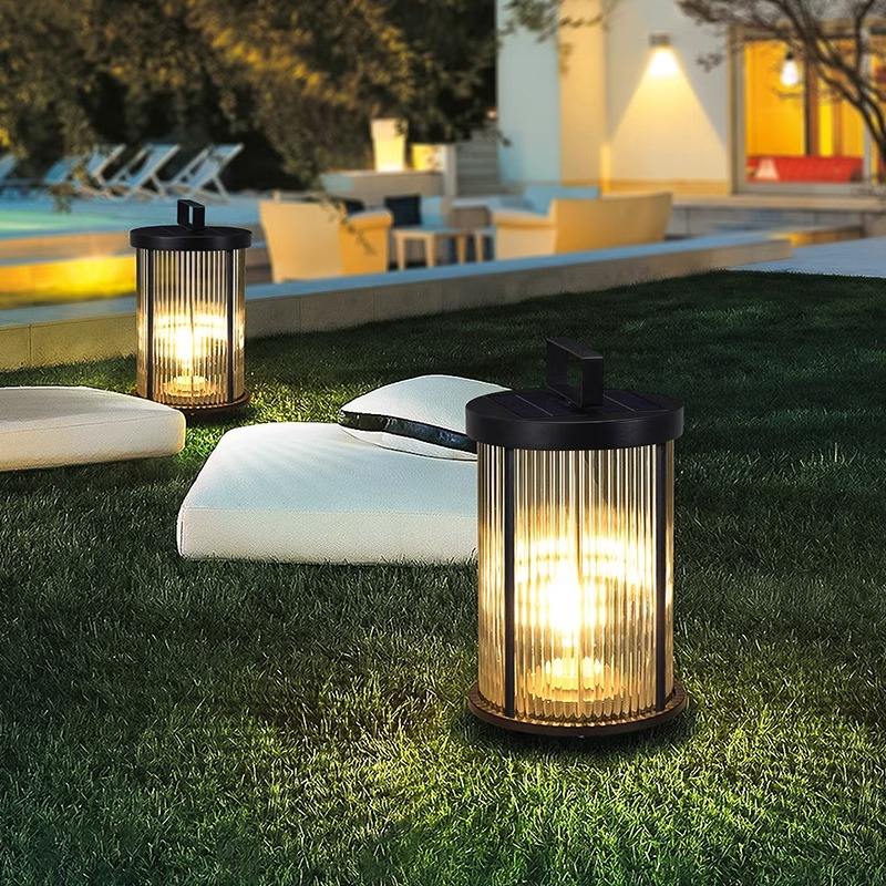 Crystal Glass Outdoor Lamp Retro Solar Garden Light | Waterproof LED | Stainless Steel | Lawn & Patio Lighting