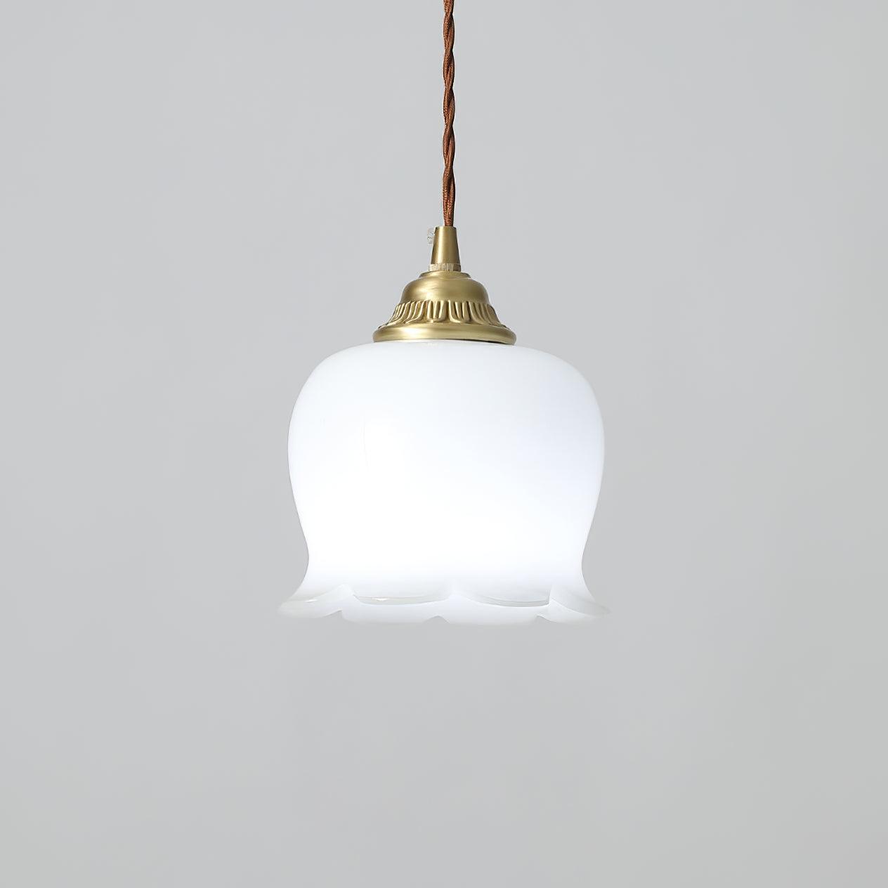 Valley Flower Pendant Lamp Floral Ceiling Light | Brass & Resin Design | E26/E27 Socket | Adjustable 150cm Hanging Cable