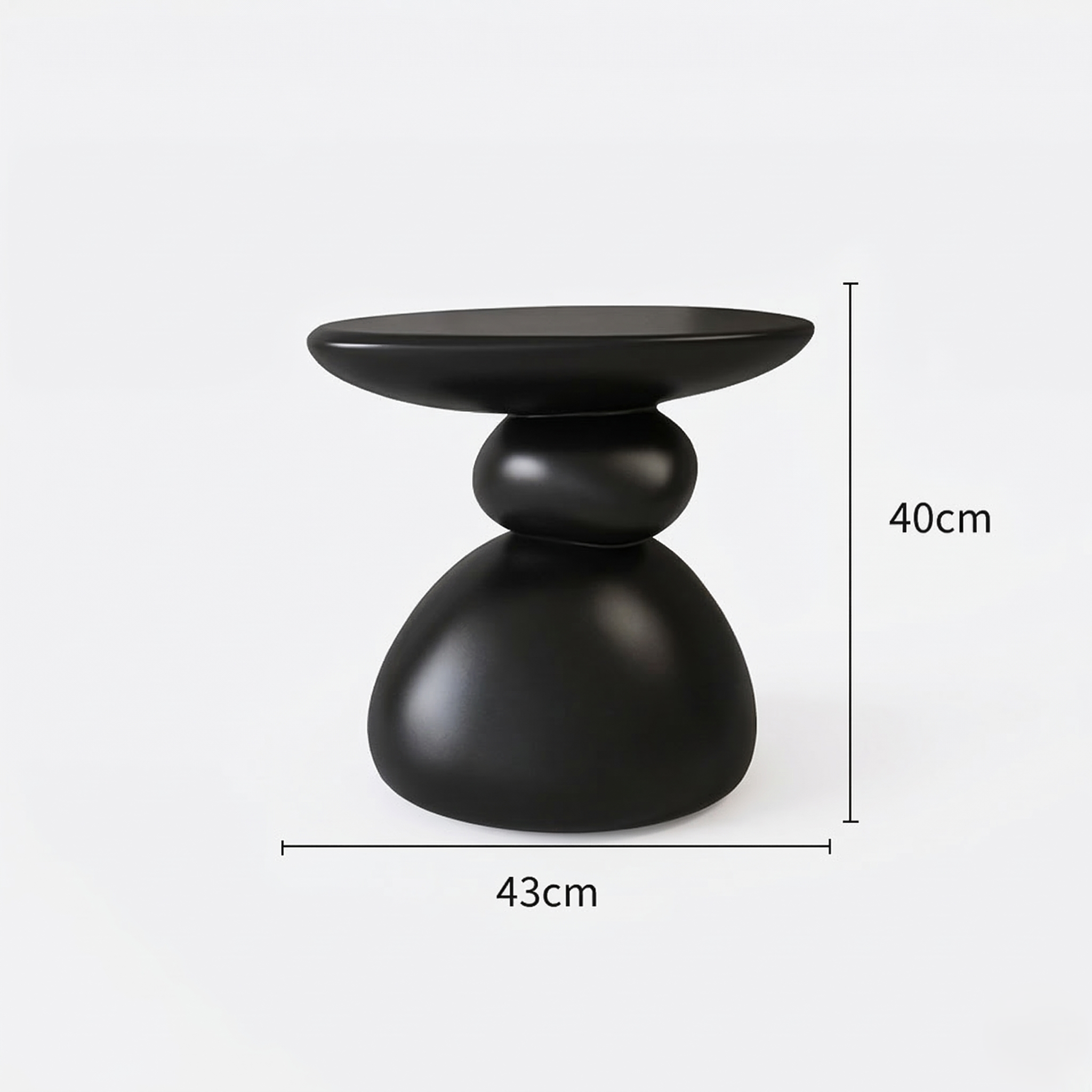 Cireva Scandinavian Side Table | Modern Minimalist Living Room & Bedroom Accent Table | Compact Resin Round Side Table / Nightstand | Ø43 × H40 cm