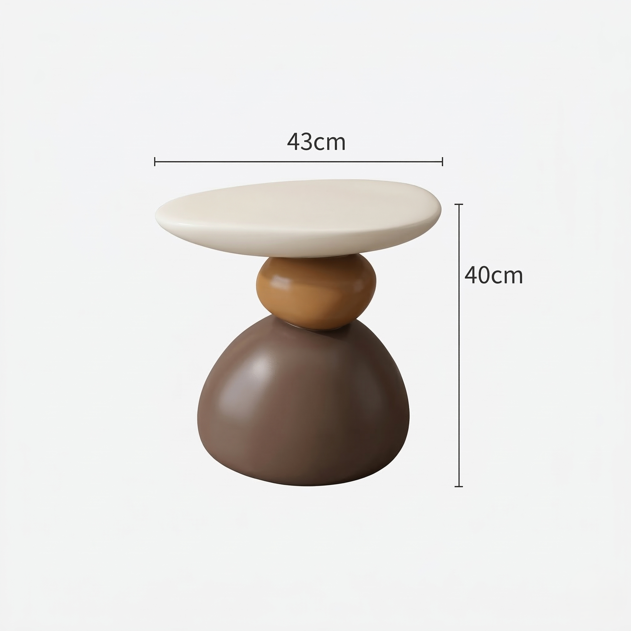 Cireva Scandinavian Side Table | Modern Minimalist Living Room & Bedroom Accent Table | Compact Resin Round Side Table / Nightstand | Ø43 × H40 cm