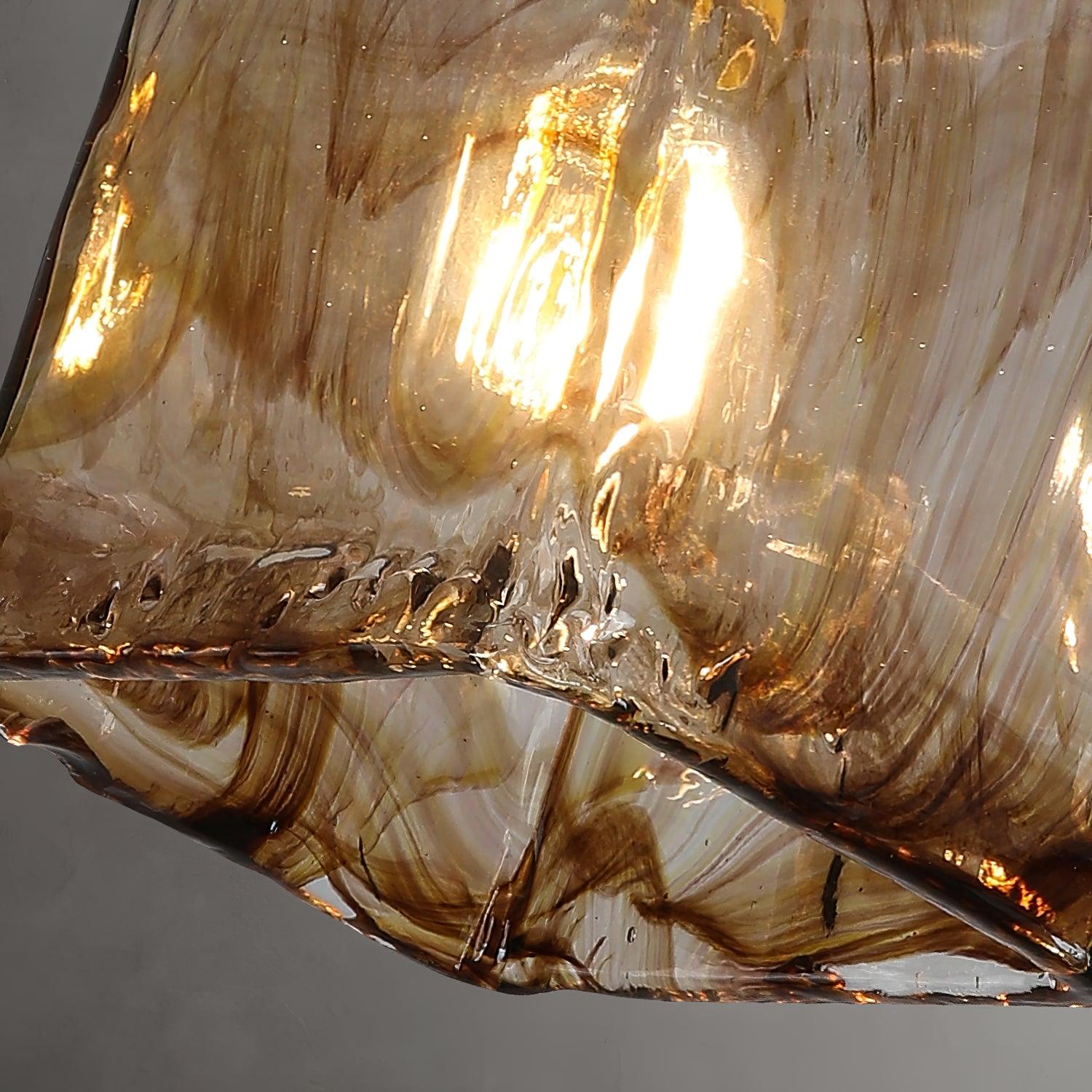 Vintage Brown Glass Pendant Light | Brass & Metal Hanging Lamp | E26/E27 LED Compatible | Warm Ambient Ceiling Lighting