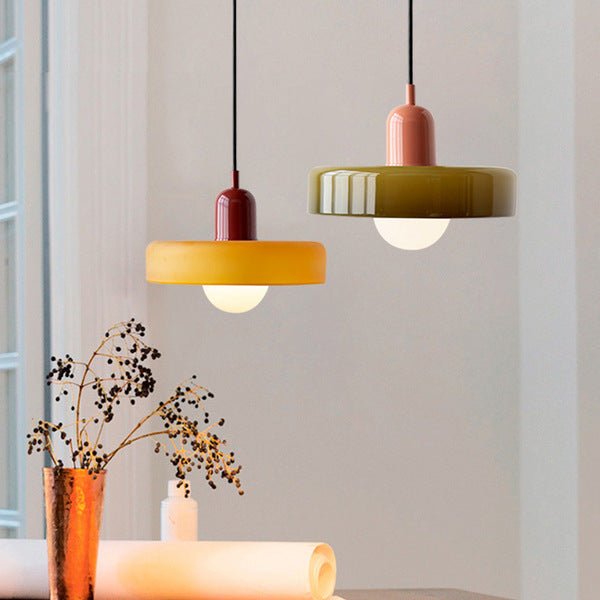 Bauhaus Pendant Lamp Made of Colored Glass