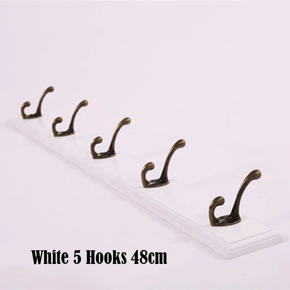 Wall Coat Rack Made of Solid Wood with Hooks for Coats & Hats