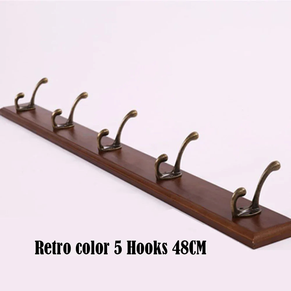 Wall Coat Rack Made of Solid Wood with Hooks for Coats & Hats