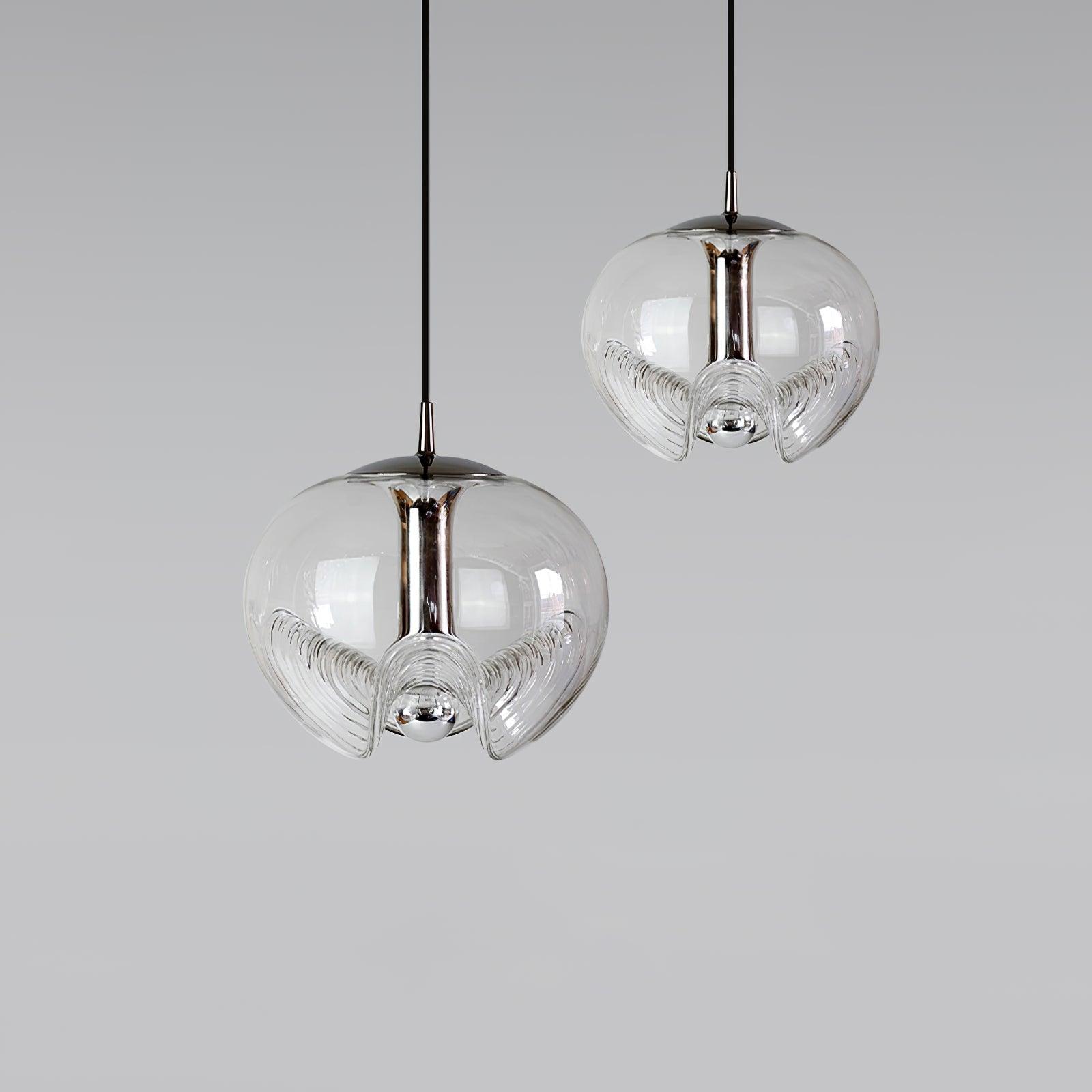 Wave Pendant Lamp | Modern Fluid Glass Hanging Light | E26/E27 LED/Edison Fixture | Adjustable Suspension Ceiling Lighting