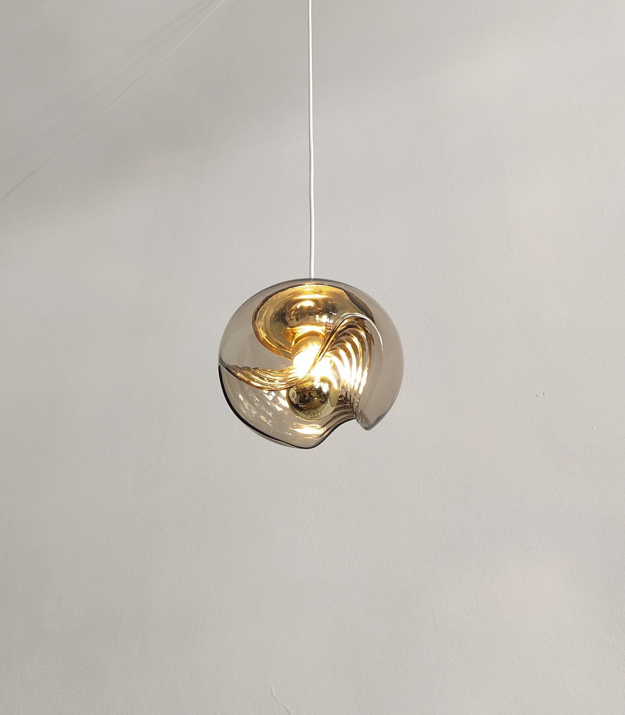 Wave Pendant Lamp | Modern Fluid Glass Hanging Light | E26/E27 LED/Edison Fixture | Adjustable Suspension Ceiling Lighting