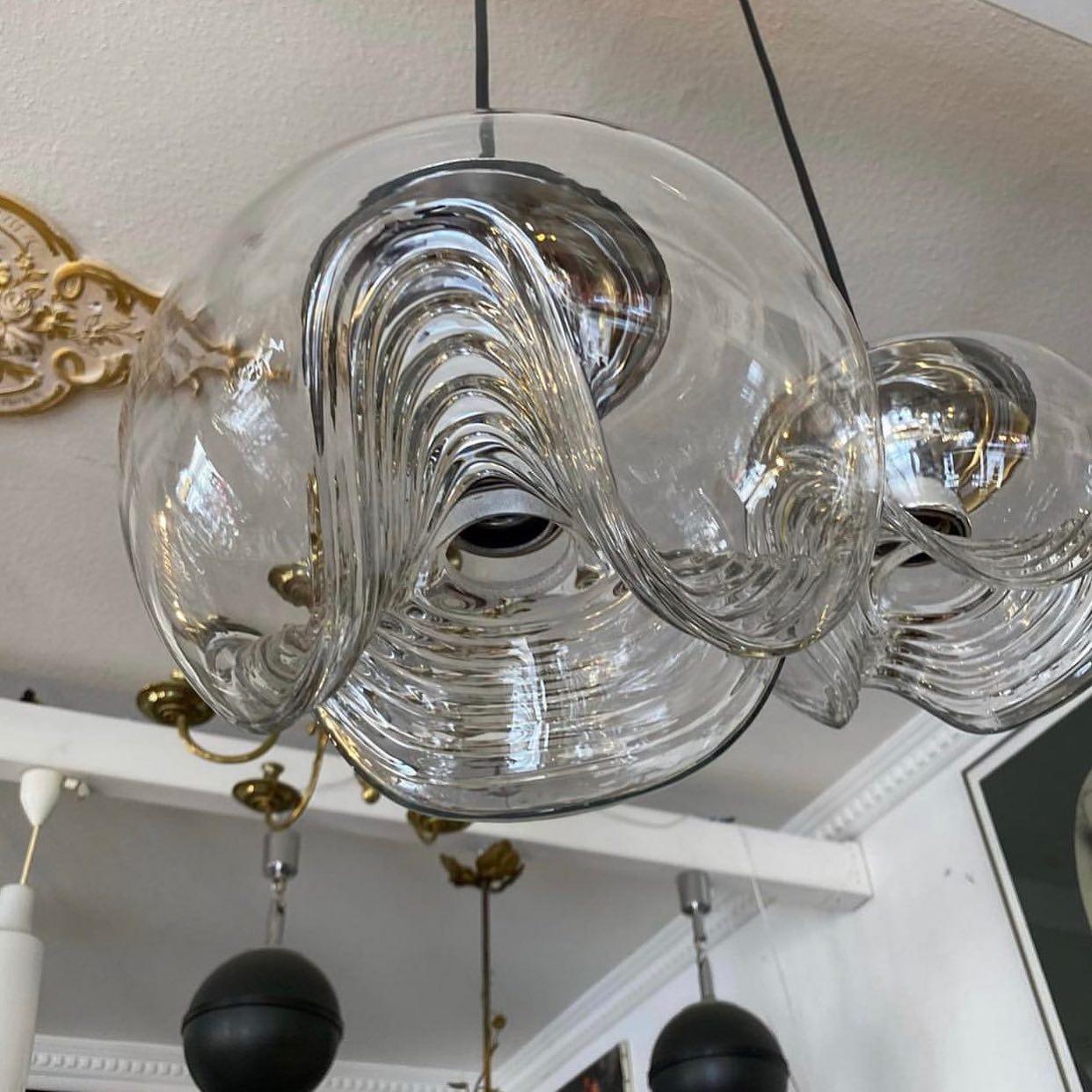 Wave Pendant Lamp | Modern Fluid Glass Hanging Light | E26/E27 LED/Edison Fixture | Adjustable Suspension Ceiling Lighting